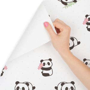 Tapeta pandy misie liście kwiaty pokój dziecięcy