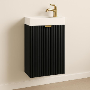 Szafka łazienkowa ADEL 40x22x57 cm z umywalką czarna ryflowana slim do łazienki