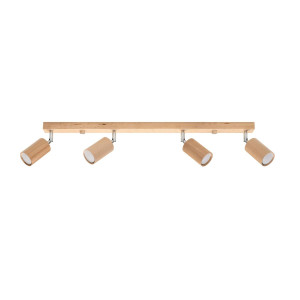 Plafon BERG 4 naturalne drewno 20x5x80cm nowoczesna lampa GU10 do salonu