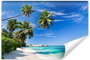 Fototapeta Plaża Ocean Palmy Dekoracja Tropikalna z Modnym efektem 3D