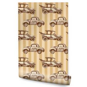 Tapeta Dla Dzieci - Samochody w Stylu Retro
