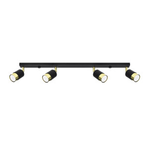 Plafon NERO 4 czarny/złoty 18x5x81cm nowoczesna lampa GU10 do salonu
