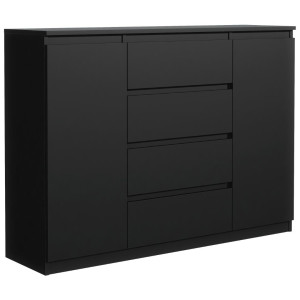 Komoda 101x140x39 cm z 2 drzwiami i 4 szufladami czarna do salonu i sypialni