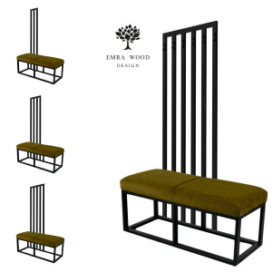 Ławka z wieszakiem LGM-580 35x40x100 cm do przedpokoju stal czarna ciemnozielony