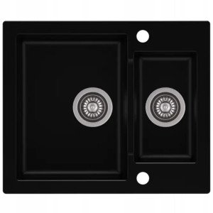 Zlewozmywak 60x50 cm 1,5-komorowy bez ociekacza Westa deep black do kuchni