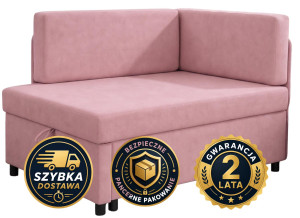 Sofa dla dzieci Viluś 106x75x80 cm narożnik jednoosobowy do pokoju z funkcją spania i przechowywania różowy