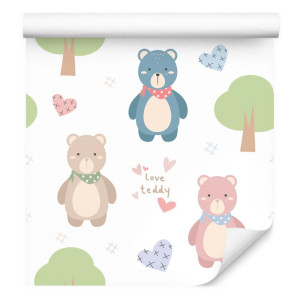 Tapeta do pokoju dziecka misie drzewa zieleń serca