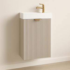 Szafka łazienkowa ADEL 40x22x57 cm z umywalką kaszmir ryflowana slim do łazienki