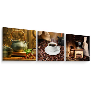 Obrazy Na Płótnie Do Kuchni Ziarna KAWY Filiżanki Styl Vintage 180x60cm
