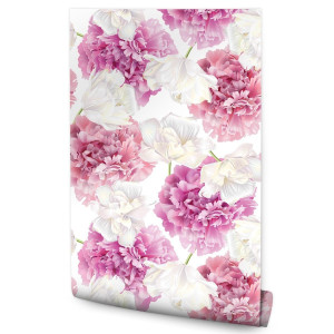 Tapeta Różowe PEONIE Białe Tulipany Kwiaty Natura 53x1000