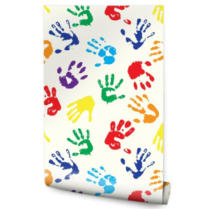 Tapeta Do Pokoju Dziecka KOLOROWE Odciski Dłoni 53x1000