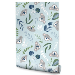 Tapeta Do Pokoju Dzieci Misie KOALA Liście Rośliny 53x1000
