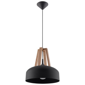 Lampa wisząca CASCO czarna/naturalne drewno 85x30x30cm nowoczesna E27 do salonu