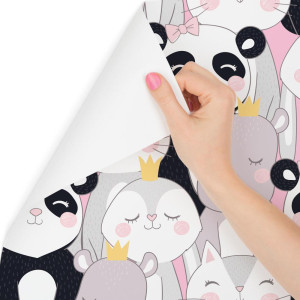Tapeta do pokoju dziecka pandy zwierzęta korona