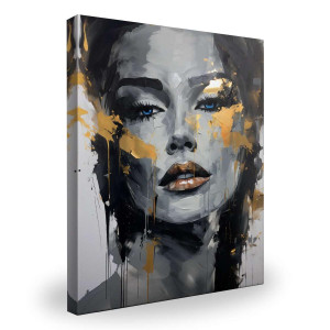 Obraz Złoty PORTRET Kobieca Twarz Glamour 80x120cm