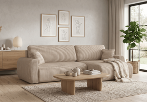 Narożnik prawostronny z funkcją spania DORATO XL 285x144 cm