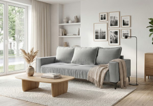 Nowoczesna sofa z marszczeniami Morris 216x85 cm