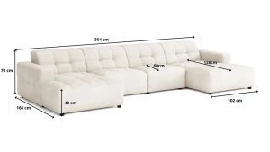 Duży modułowy narożnik Bergo U 364x166 cm