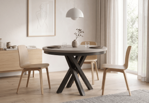 Stół okrągły na metalowych nogach – nowoczesny stół loftowy KENDAL 120x120-160 cm