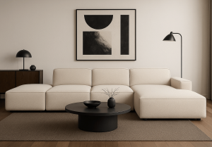 Narożnik 5-osobowy prawostronny z pufą LUCAS 340x166 cm