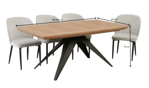 Stół rozkładany na metalowej nodze KAZIK T56 100x180-280 cm