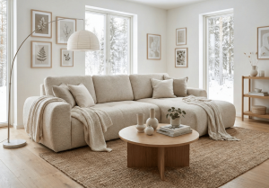 Narożnik prawostronny z funkcją spania L MOET mini 250x142 cm