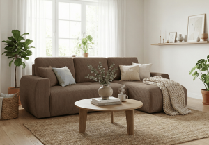Narożnik prawostronny z funkcją spania L MOET mini 250x142 cm