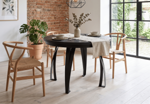 Stół okrągły na metalowych nogach – nowoczesny stół loftowy LEEDS 100x100-180 cm