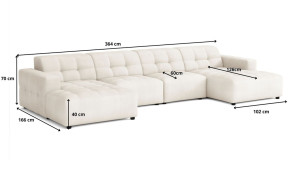 Duży modułowy narożnik Bergo U 364x166 cm