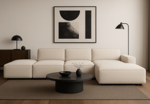 Narożnik 5-osobowy prawostronny z pufą LUCAS 340x166 cm
