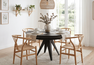 Stół okrągły rozkładany na metalowej podstawie MIETEK T49 130-230 cm