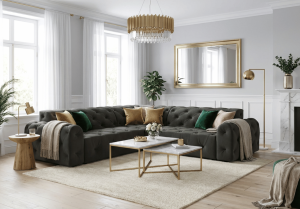 Narożnik z eleganckimi pikowaniami CANDY 254x254 cm