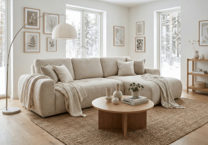 Narożnik prawostronny z funkcją spania L MOET mini 250x142 cm