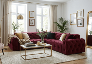 Narożnik z eleganckimi pikowaniami CANDY 254x254 cm