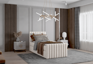 Łóżko pojedyncze kontynentalne boxspring HERA 93x218 cm