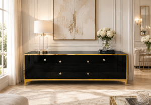 Komoda Australia z czarnego szkła 170 cm – luksusowa komoda glamour