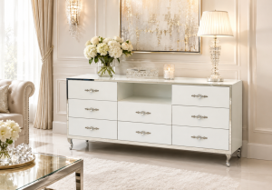 Komoda RTV szklana lustrzana Sumatra 170x80x40 cm glamour