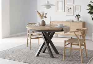 Stół okrągły na metalowych nogach – nowoczesny stół loftowy KENDAL 90x90-130 cm