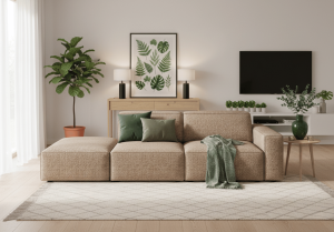Sofa 3-osobowa z pufą LUCAS 262x102 cm
