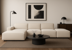 Narożnik 5-osobowy lewostronny z pufą LUCAS 340x166 cm