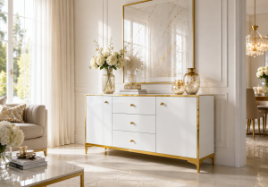 Komoda szklana Gwinea 140x80x40 cm glamour