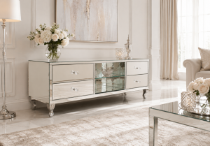 Komoda lustrzana RTV Kreta 150x50x40 cm glamour