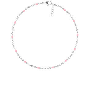 Bransoletka 16+5 cm, różowa emalia, posrebrzana