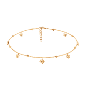 Choker Flowers 34 cm, pozłacany