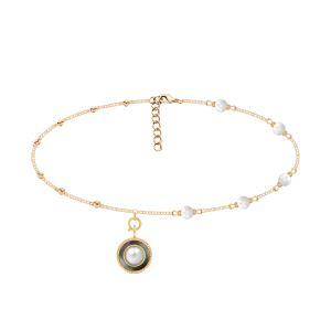 Choker z perłami z zawieszką z białą perłą no.1 pozłacany