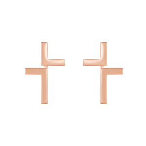 Kolczyki Cross różowe pozłocenie
