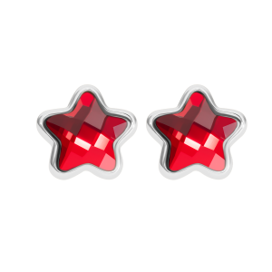 Kolczyki Mini Icons gwiazdki z czerwonym kryształem, posrebrzane