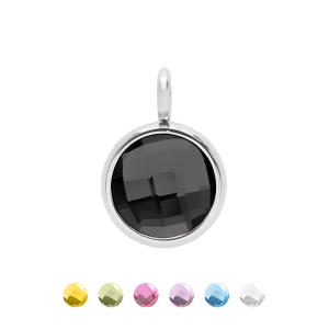 Zawieszka wisząca One Pendant 1 cm z czarnym kryształem, posrebrzany