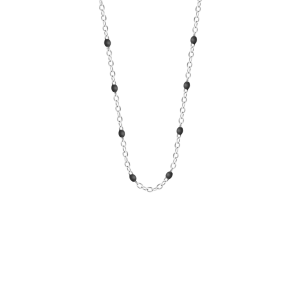 Naszyjnik 42+5 cm, czarna emalia, posrebrzany