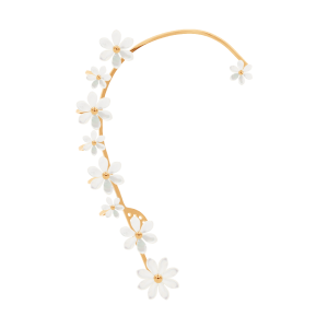 Nausznica Flowers pozłacana z niezapominajkami z masy perłowej prawa